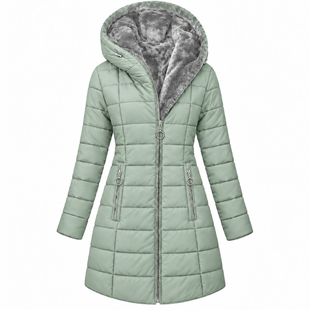 Women's Long Quilted Hooded Winter Coat