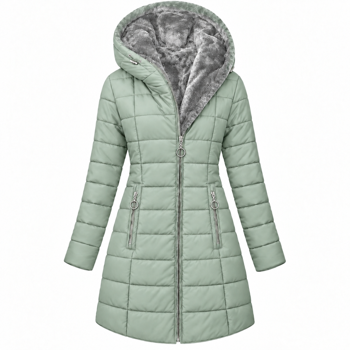 Women's Long Quilted Hooded Winter Coat