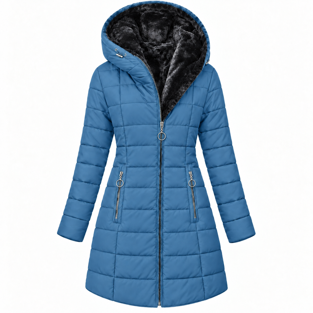 Women's Long Quilted Hooded Winter Coat