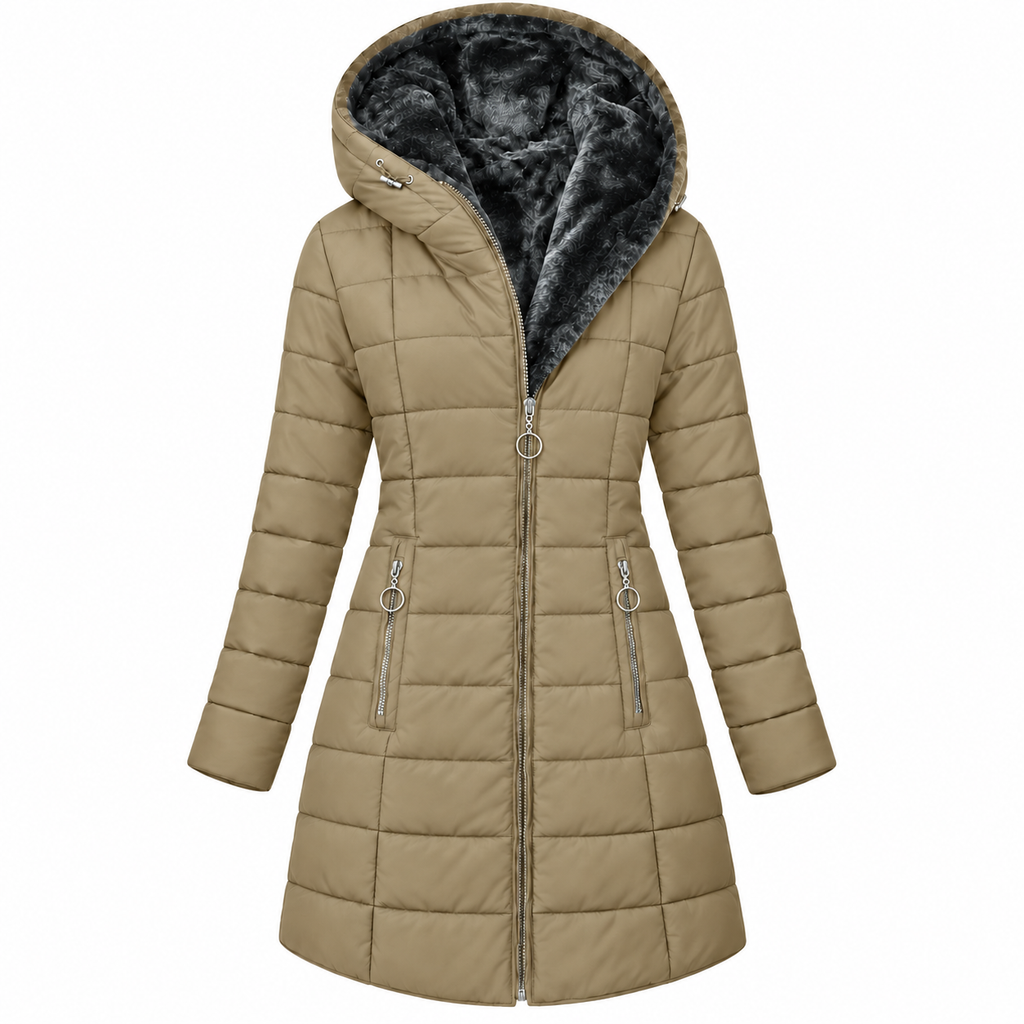 Women's Long Quilted Hooded Winter Coat