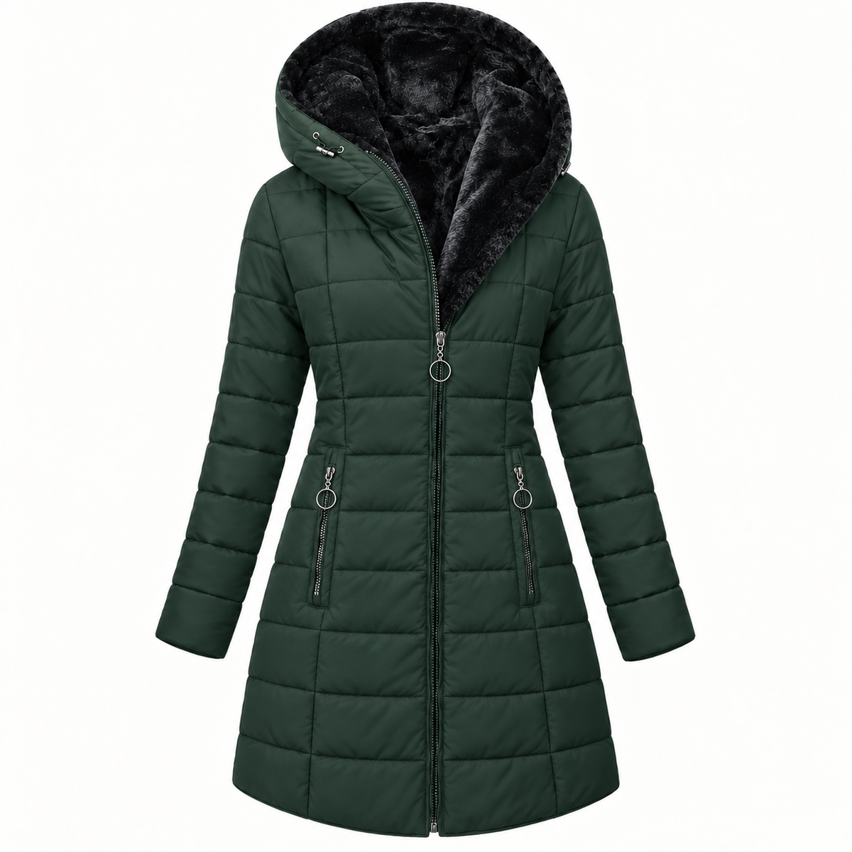 Women's Long Quilted Hooded Winter Coat