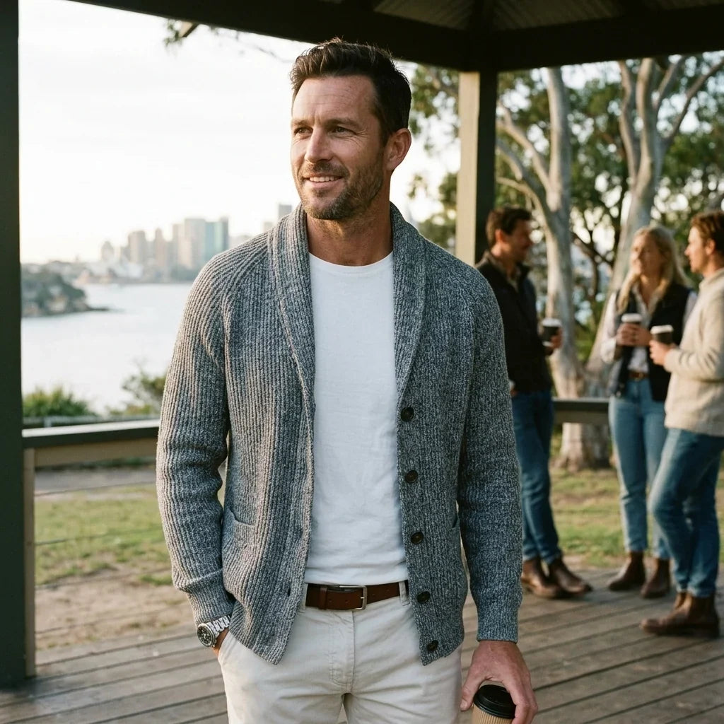 Men’s Shawl Collar Button Cardigan