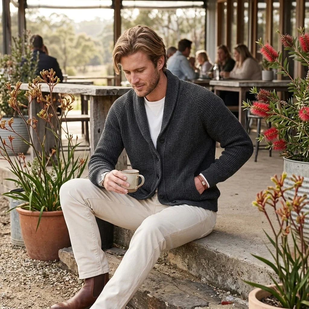 Men’s Shawl Collar Button Cardigan