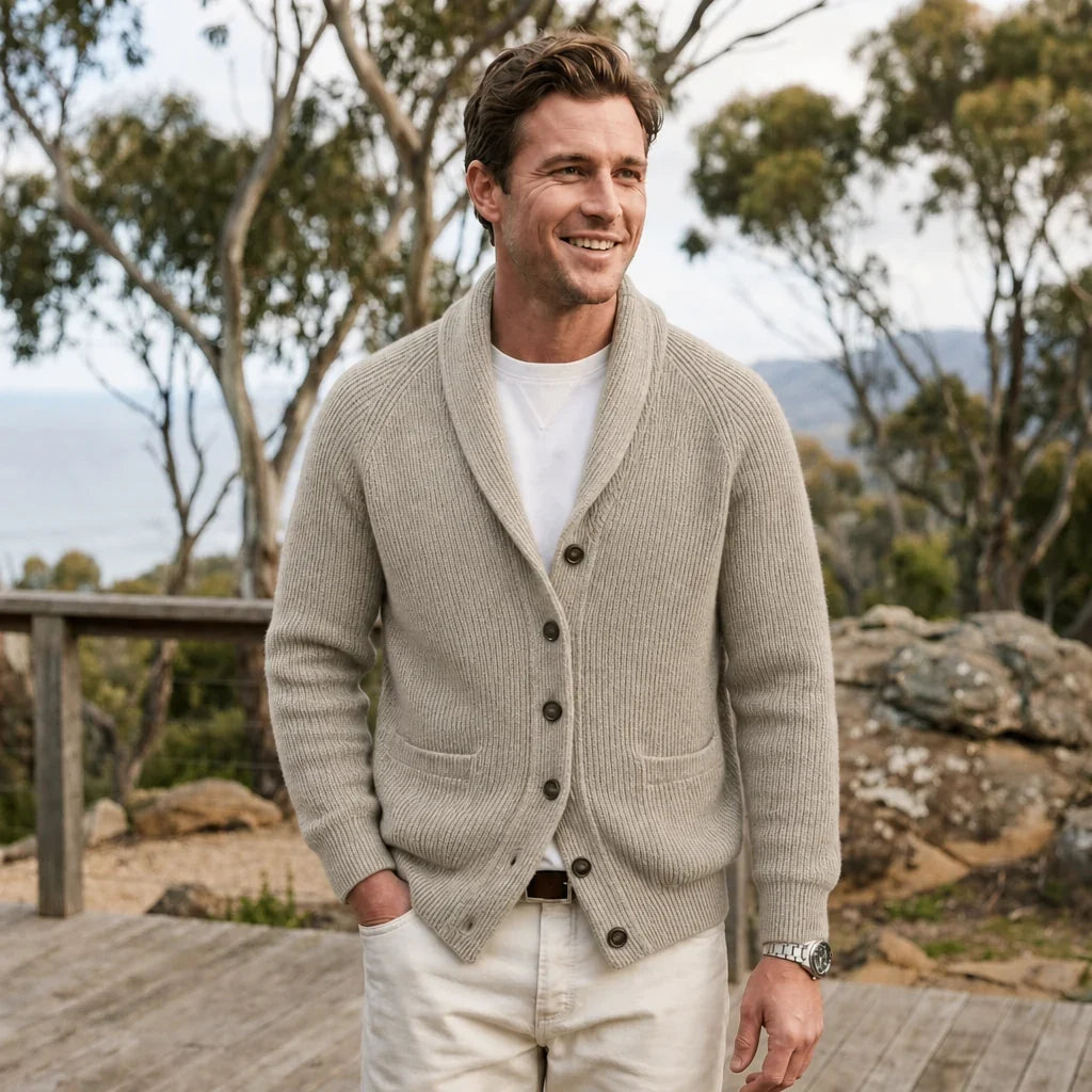Men’s Shawl Collar Button Cardigan