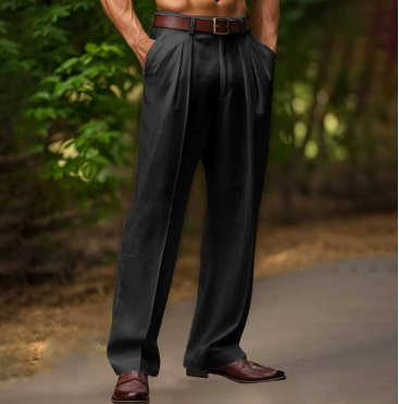 Men’s Pleated Relaxed Tailored Trousers