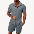 Men's Textured Shirt and Short Set