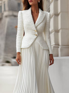 Women's 2 Piece Blazer Pleated Skirt Set