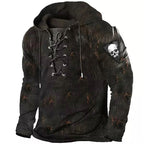Men's Halloween Skull Lace-Up Hoodie
