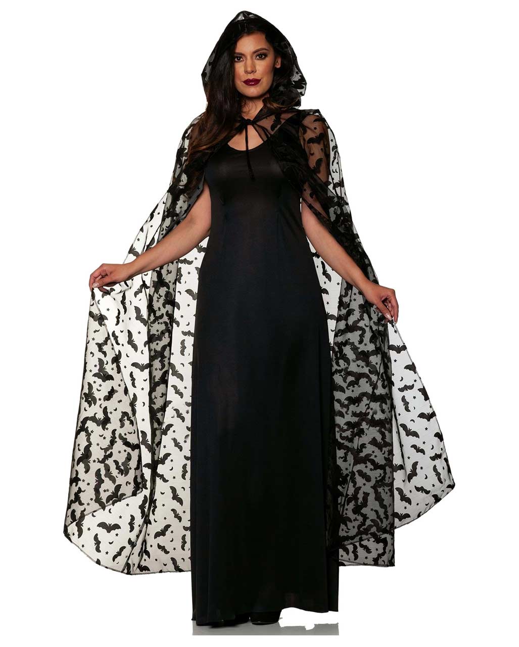 Women's Gothic Bat Cape Costume With Hood