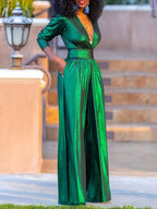 Women’s Metallic Wide-Leg Jumpsuit