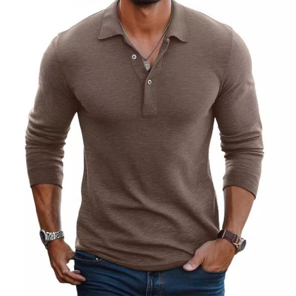 Men's Slim Fit Long Sleeve Polo Shirt