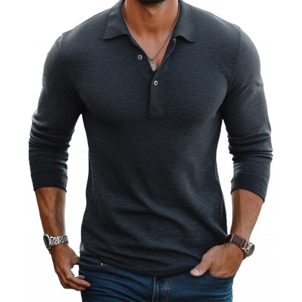 Men's Slim Fit Long Sleeve Polo Shirt