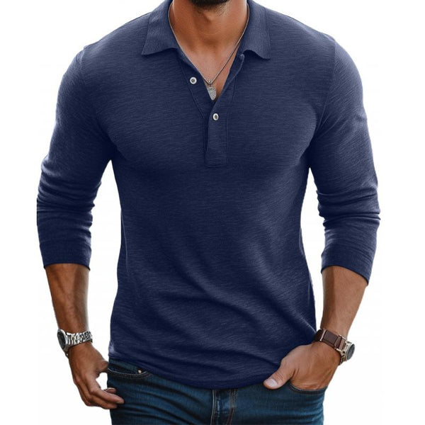 Men's Slim Fit Long Sleeve Polo Shirt