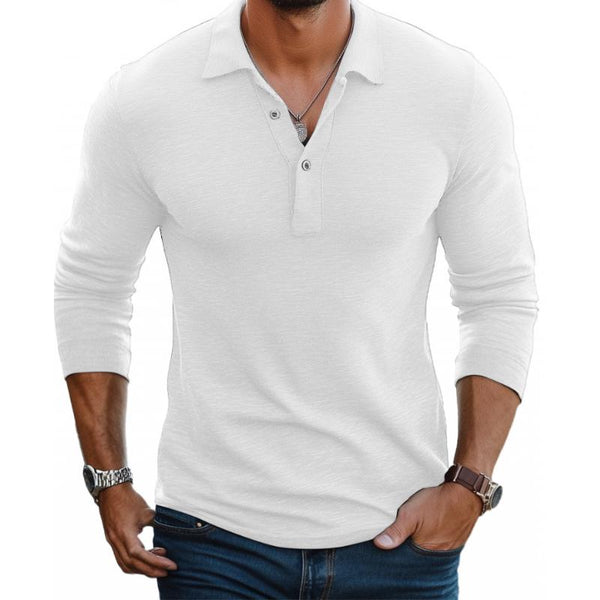 Men's Slim Fit Long Sleeve Polo Shirt