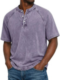 Men's Washed Henley Short Sleeve Tee