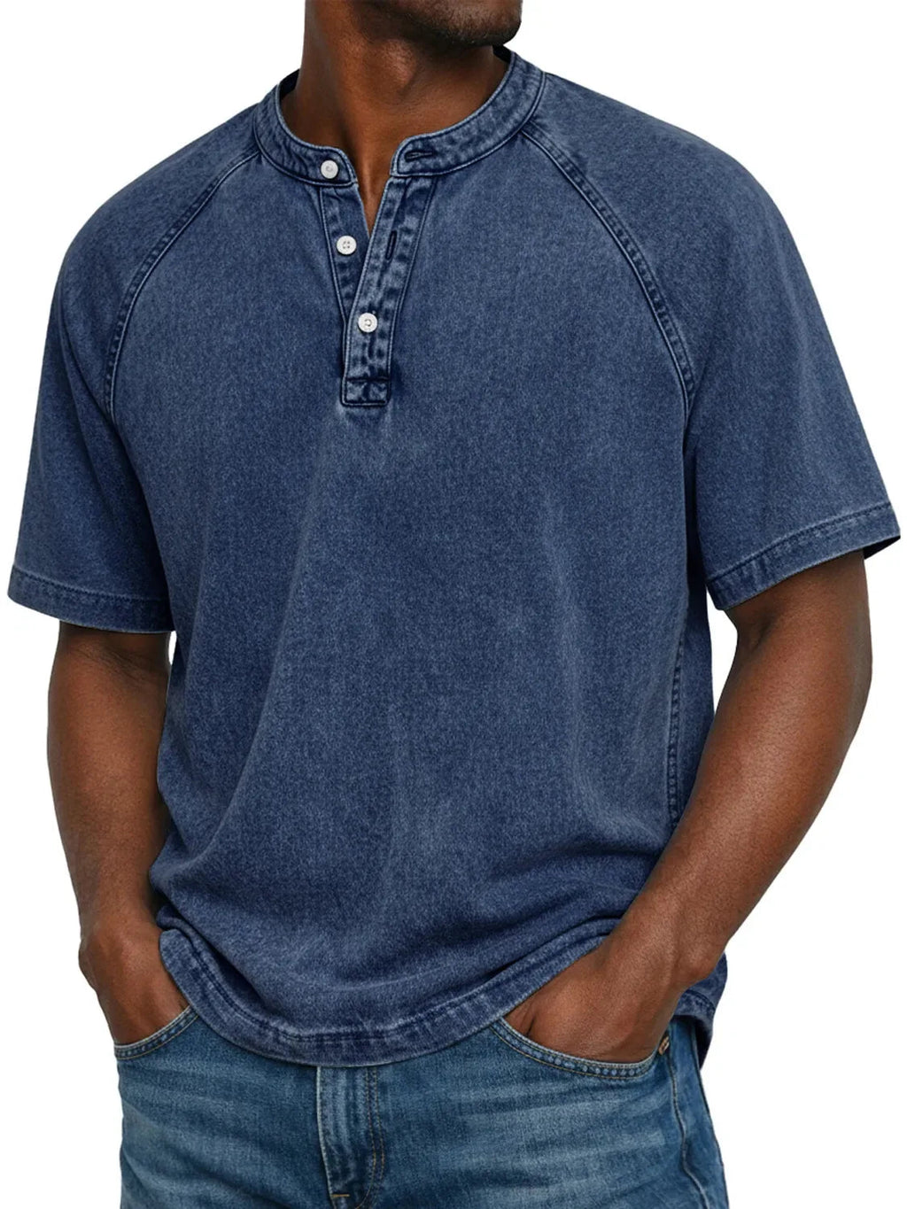 Men's Washed Henley Short Sleeve Tee