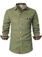 Men's Shirt with Button Placket and Long Sleeves