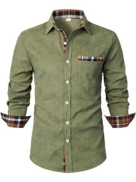 Men's Shirt with Button Placket and Long Sleeves