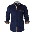 Men's Shirt with Button Placket and Long Sleeves