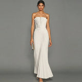 Women's Strapless Pleated Maxi Dress