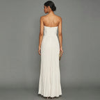 Women's Strapless Pleated Maxi Dress