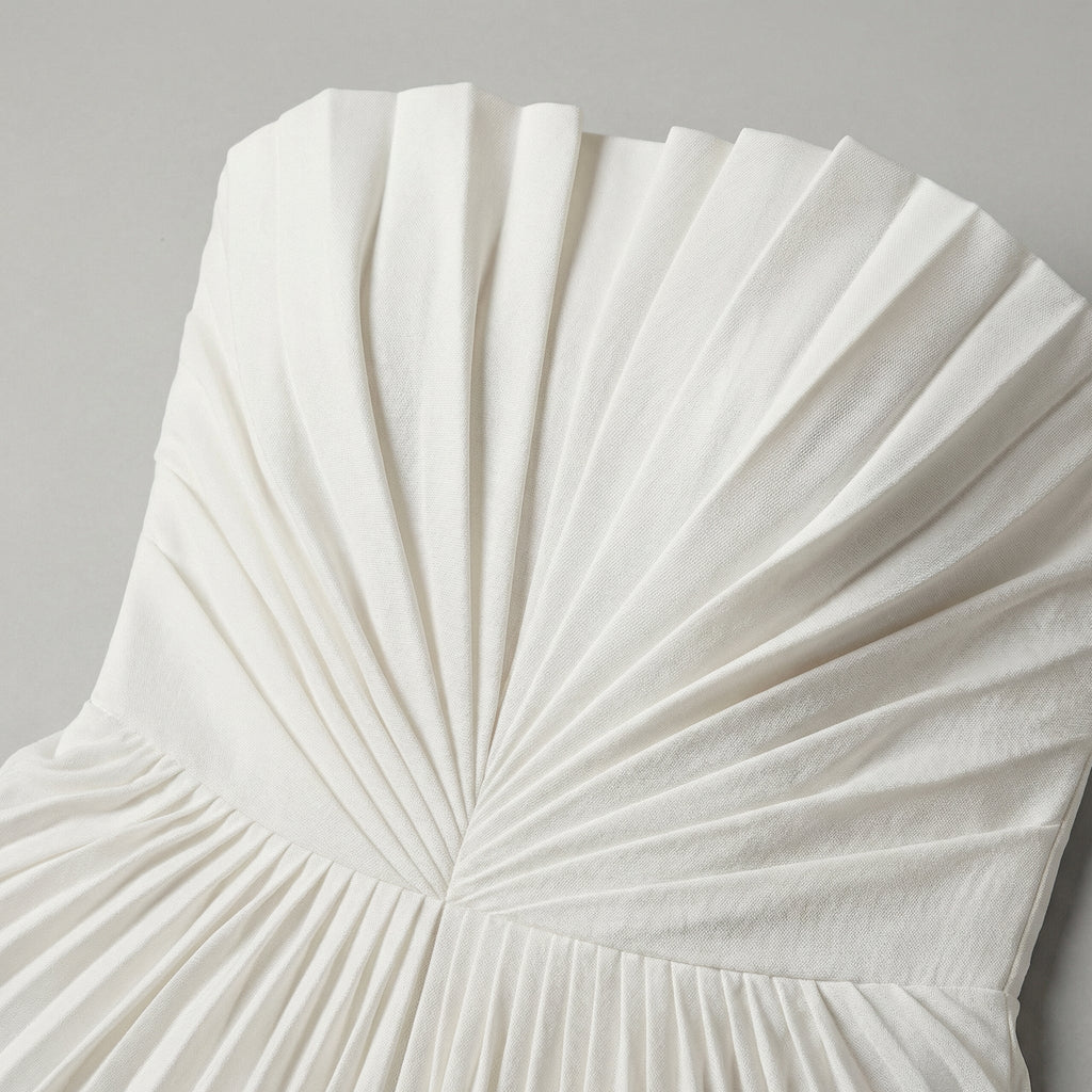 Women's Strapless Pleated Maxi Dress