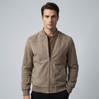 Men's Full-Zip Bomber Jacket with Ribbed Trim