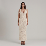 Women's Floral-Detail V-Neck Maxi Dress
