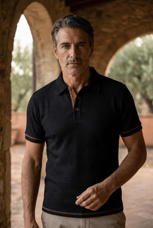 Men's Textured Knit Polo