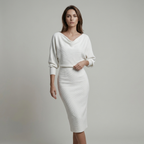Women's Cowl-Neck Midi Dress with Dolman Sleeves