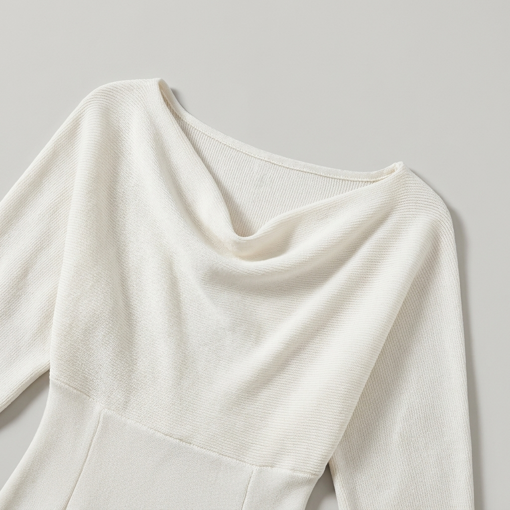 Women's Cowl-Neck Midi Dress with Dolman Sleeves