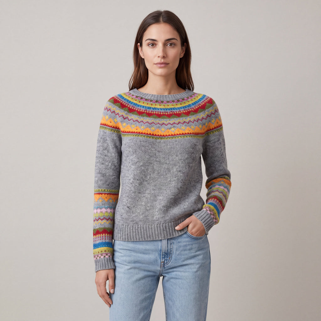 Women's Fair Isle Crew-Neck Knit Sweater