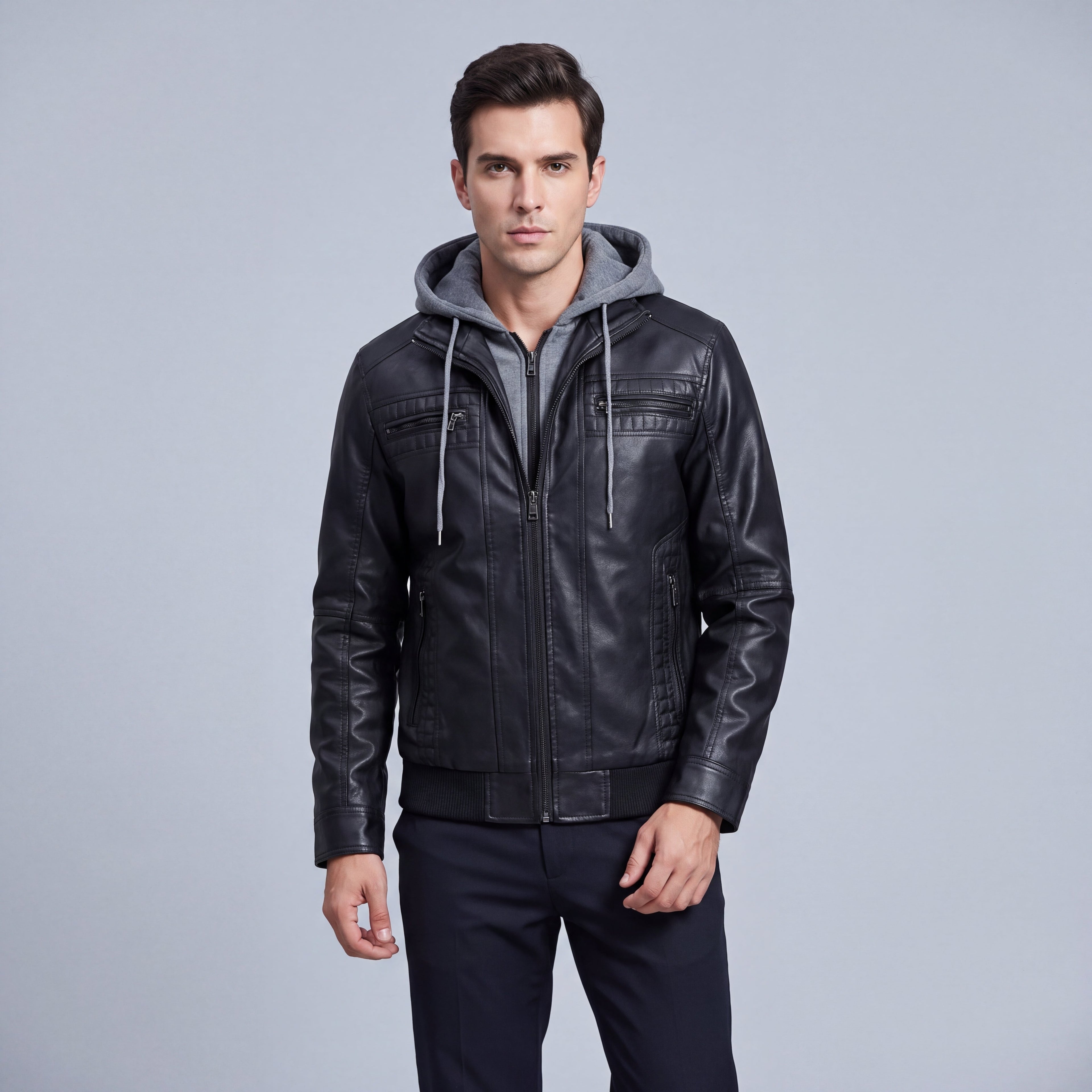 Men's Hooded Short Zip Jacket
