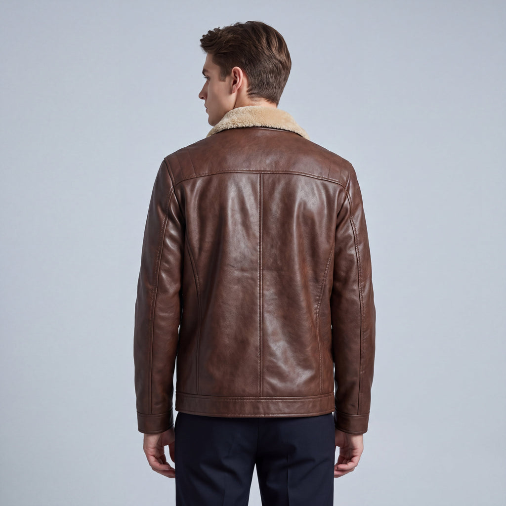 Men's Wide-Collar Full-Zip Short Jacket