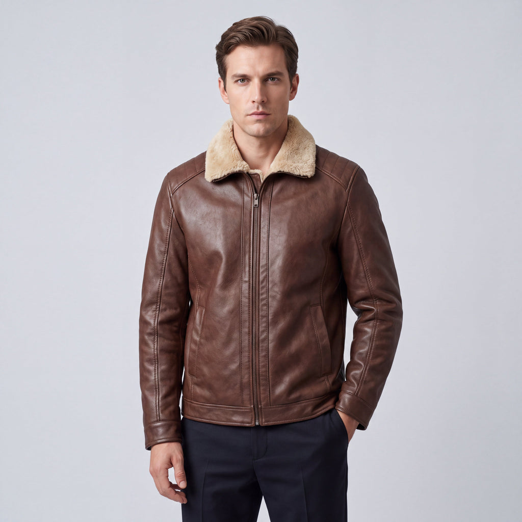 Men's Wide-Collar Full-Zip Short Jacket