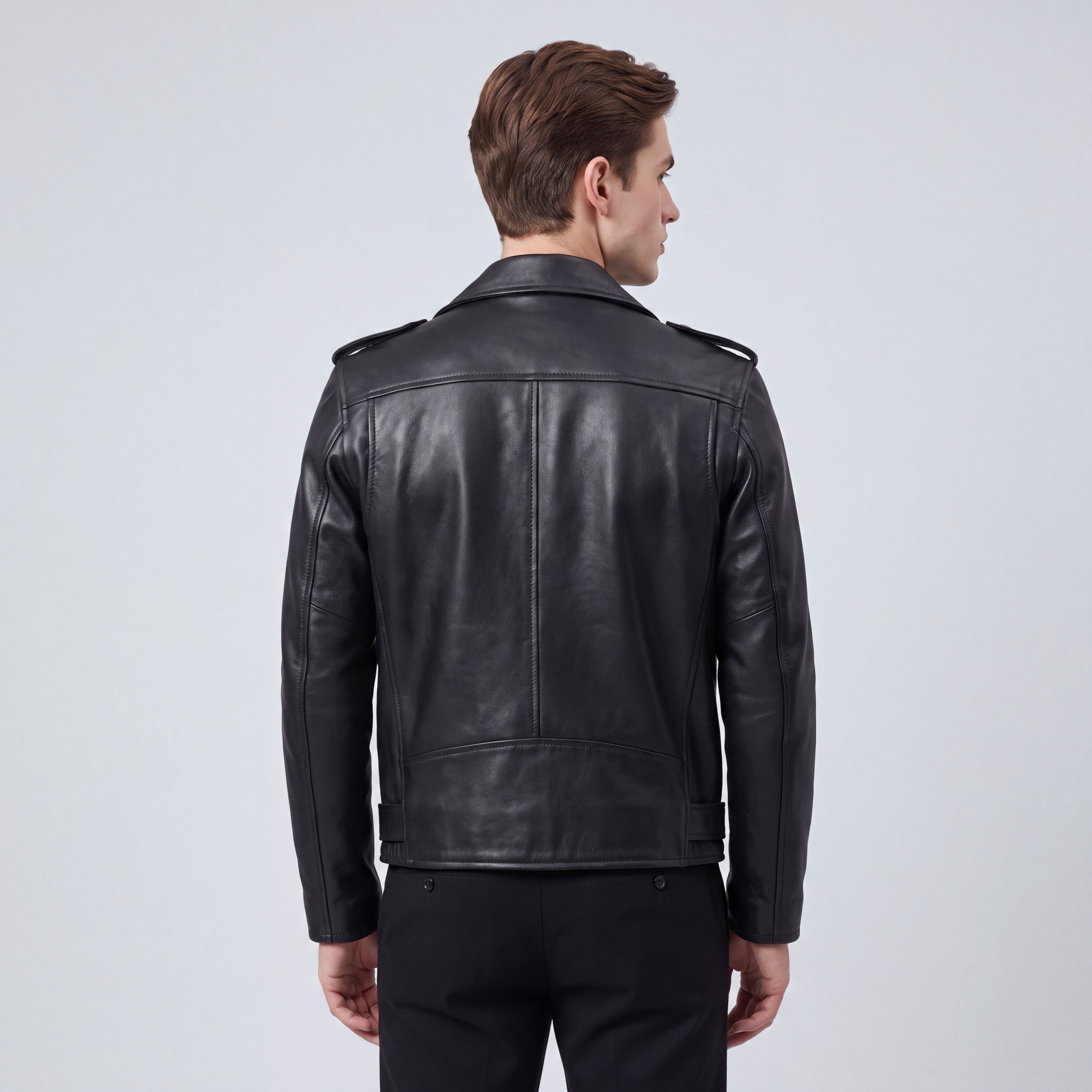 Men's Biker Jacket with Asymmetric Zip