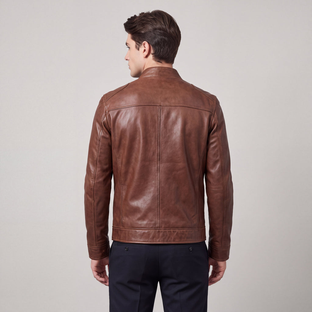 Men's Stand-Collar Short Jacket with Zip Detail