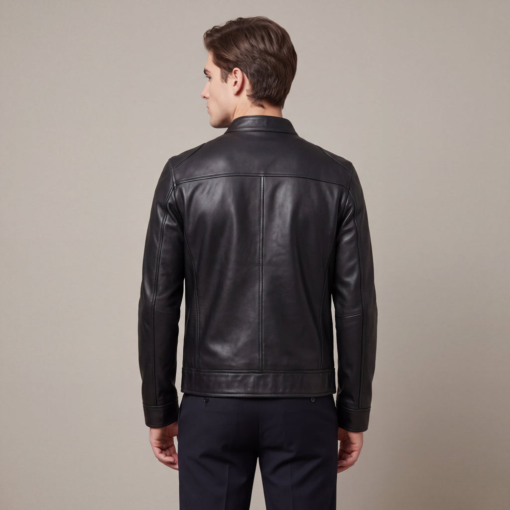 Men's Stand-Collar Zip Jacket with Chest Detail
