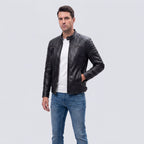 Men's Moto Jacket with Quilted Shoulders
