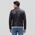 Men's Moto Jacket with Quilted Shoulders
