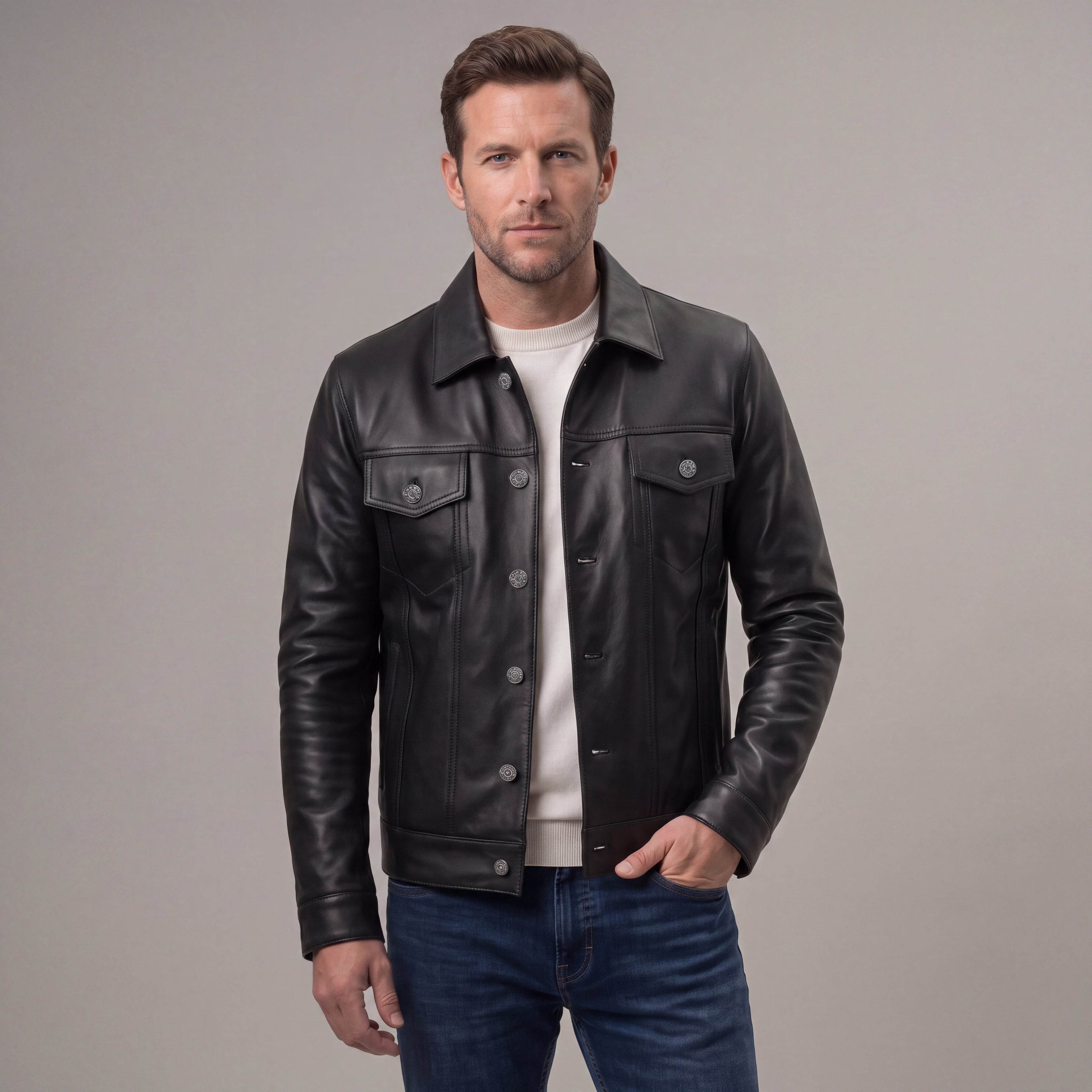 Men's Button-Front Trucker Jacket