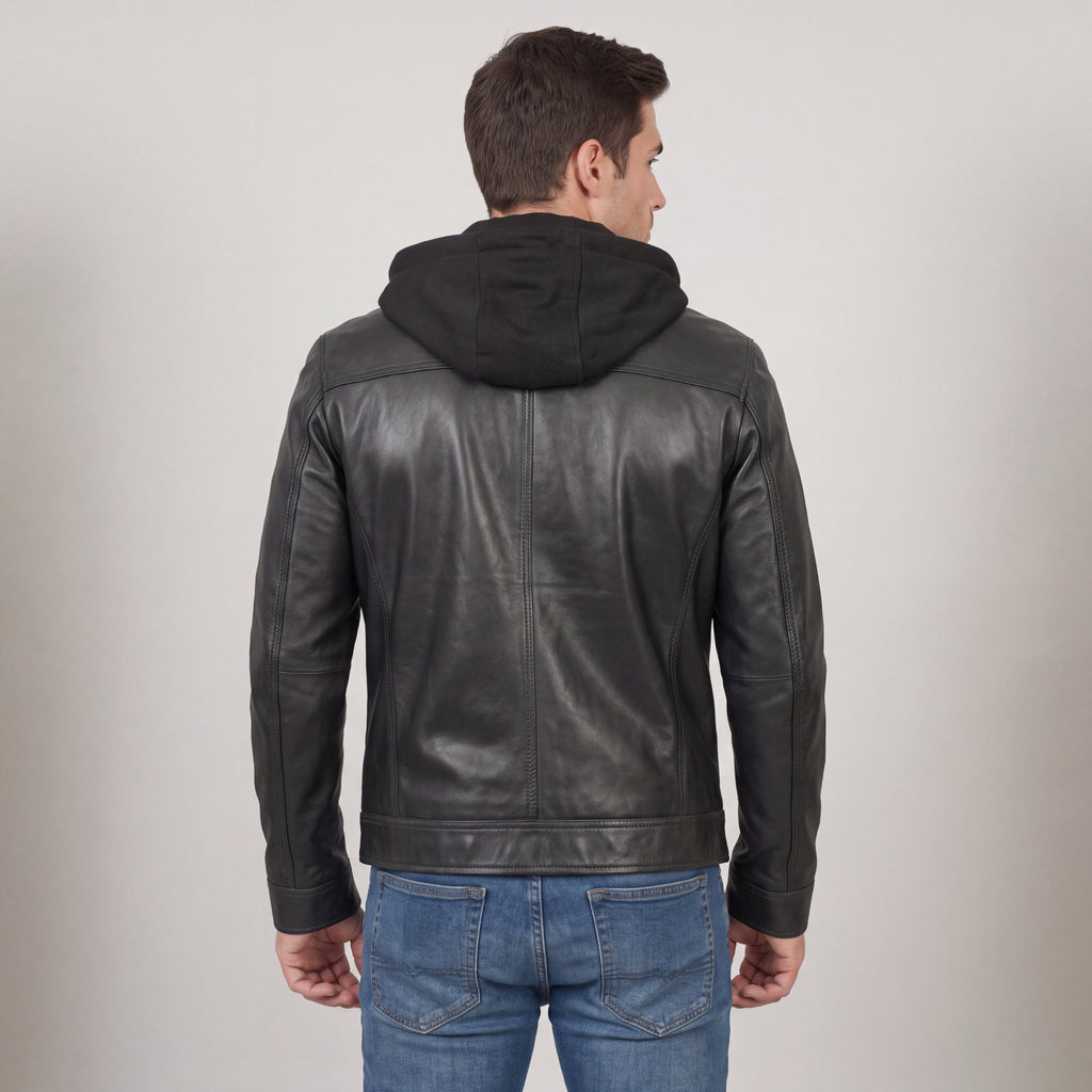 Men's Hooded Moto-Style Zip Jacket