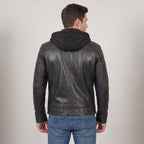 Men's Hooded Moto-Style Zip Jacket