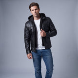 Men's Hooded Moto-Style Zip Jacket