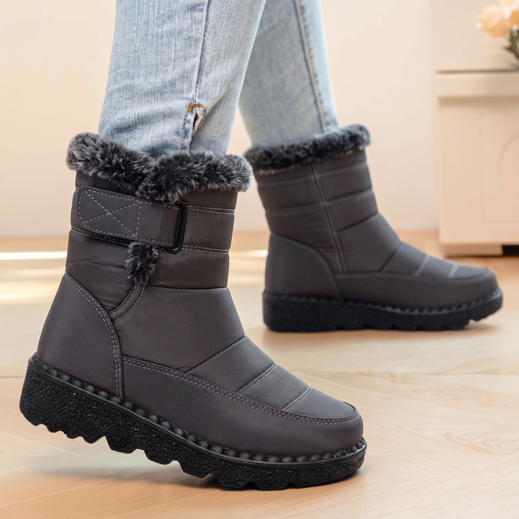 Women's Winter Ankle Boots with Faux Fur Trim
