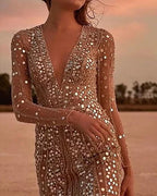 Women's Sequin Long Sleeve Mini Party Dress