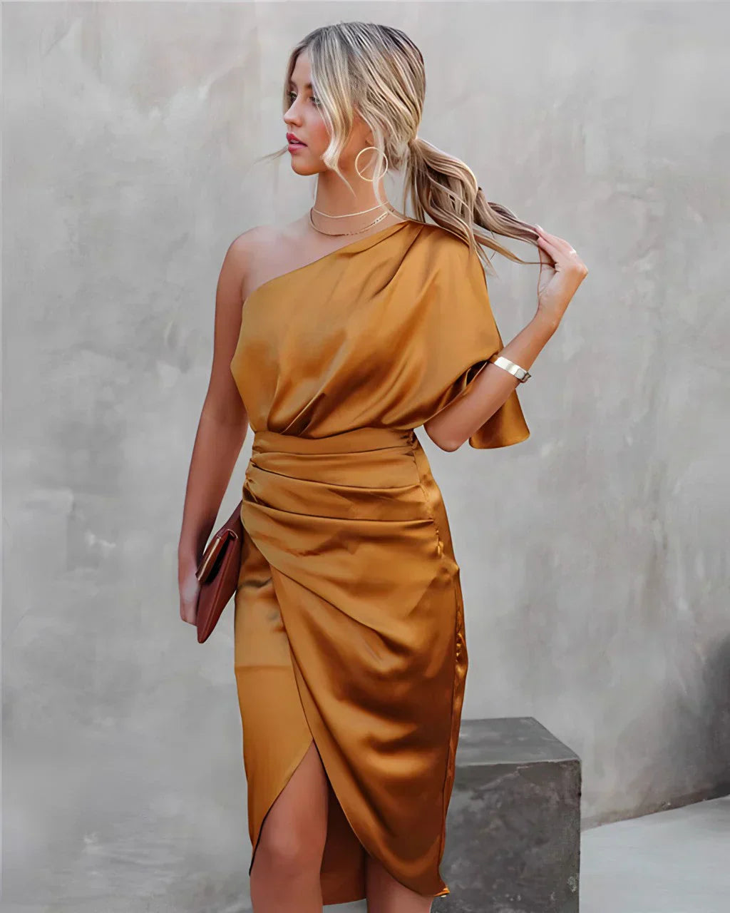 Women's One Shoulder Ruched Dress
