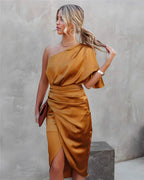 Women's One Shoulder Ruched Dress
