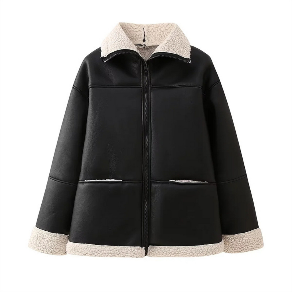 Women's Oversized Jacket with Contrast Trim