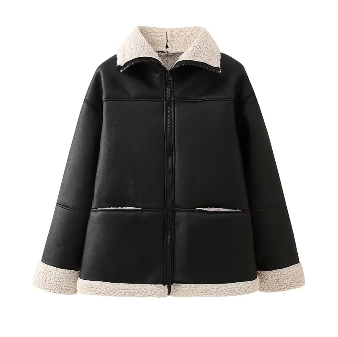 Women's Oversized Jacket with Contrast Trim